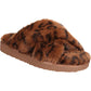 INC International Concepts Women's Animal Print 0.5 Platform Fur Trim Yayla Round Toe Platform Slip on Slippers Brown Size 5 M
