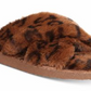 INC International Concepts Women's Animal Print 0.5 Platform Fur Trim Yayla Round Toe Platform Slip on Slippers Brown Size 5 M