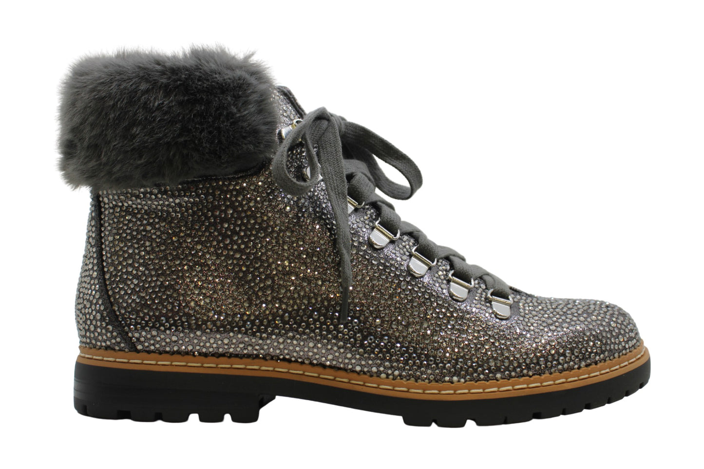 INC International Concepts Women's Pravale Faux Fur Closed Toe Ankle Chelsea Boots Gray Size 7 M