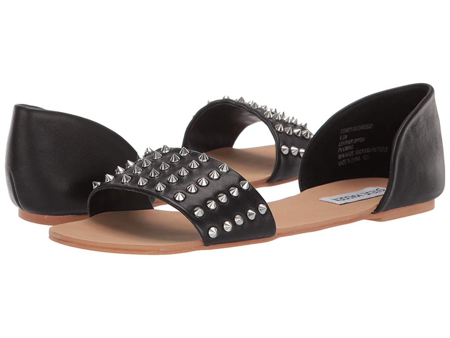 Steven Madden Women's Corey-s Flat Sandal Black Size 9.5