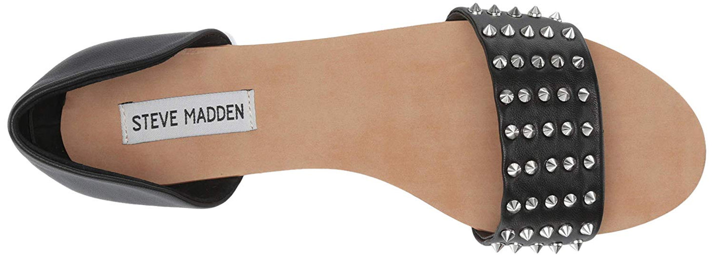 Steven Madden Women's Corey-s Flat Sandal Black Size 9.5