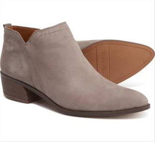 Franco Sarto Women's Rich Suede Cushioned Laslo Block Heel Zip up Leather Booties Gray Size 7 M