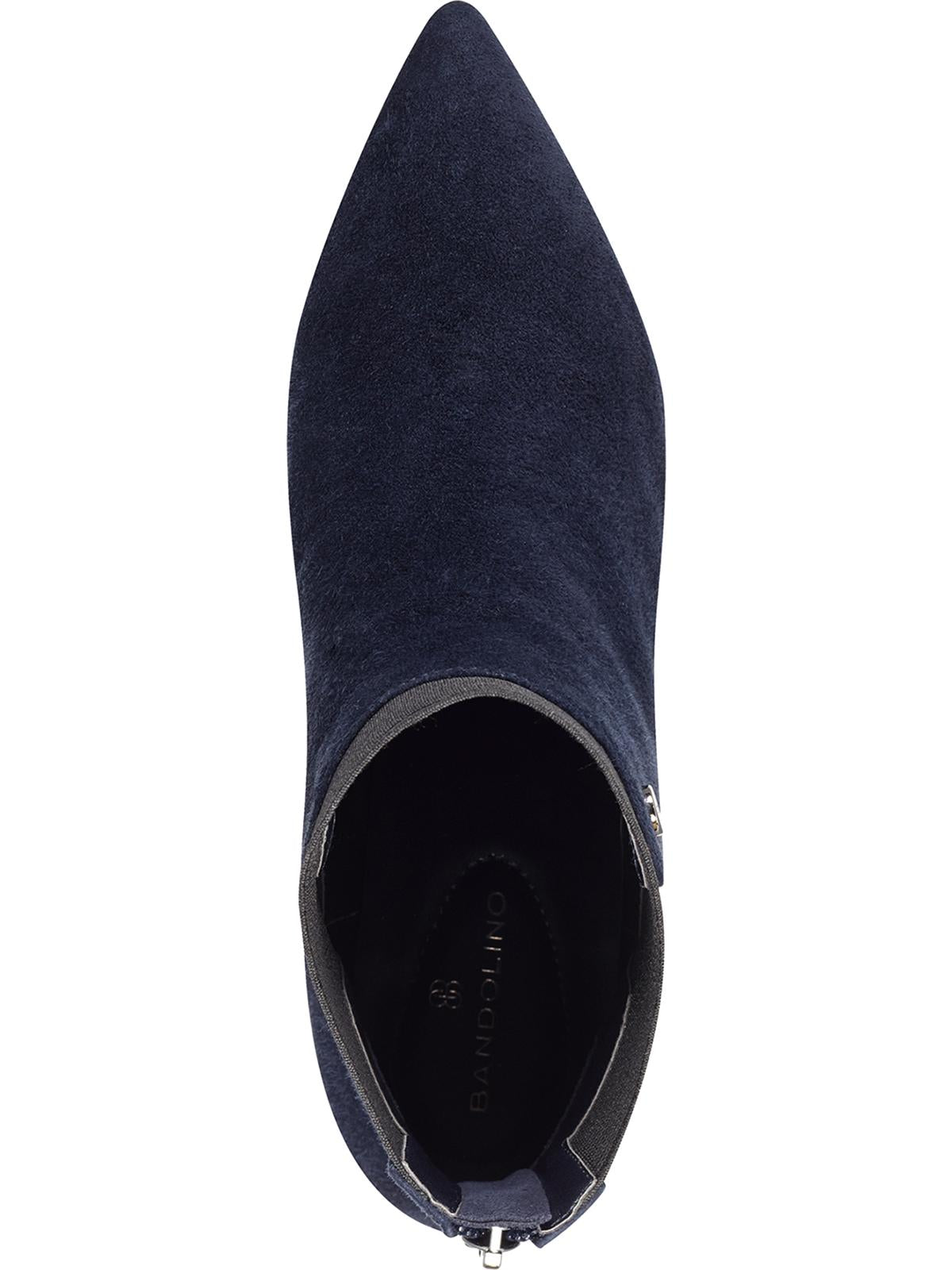 Bandolino Women's Elastic Upper Trim Comfort Logo Bari Pointy Toe Kitten Heel Zip up Leather Booties Blue Size 6.5 M