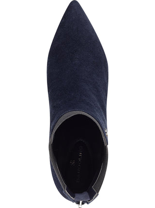 Bandolino Women's Elastic Upper Trim Comfort Logo Bari Pointy Toe Kitten Heel Zip up Leather Booties Blue Size 6.5 M