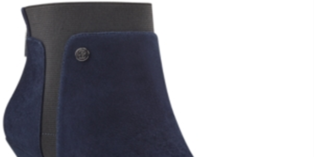 Bandolino Women's Elastic Upper Trim Comfort Logo Bari Pointy Toe Kitten Heel Zip up Leather Booties Blue Size 6.5 M