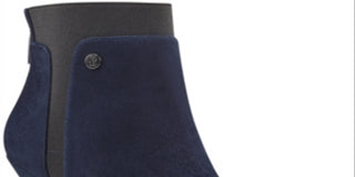 Bandolino Women's Elastic Upper Trim Comfort Logo Bari Pointy Toe Kitten Heel Zip up Leather Booties Blue Size 6.5 M