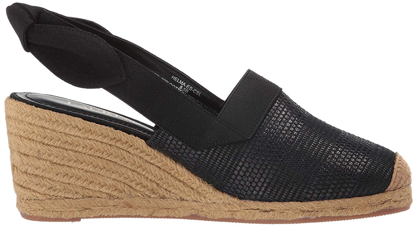Ralph Lauren Women's Helma Espadrille Wedge Sandal Black Size 10 B