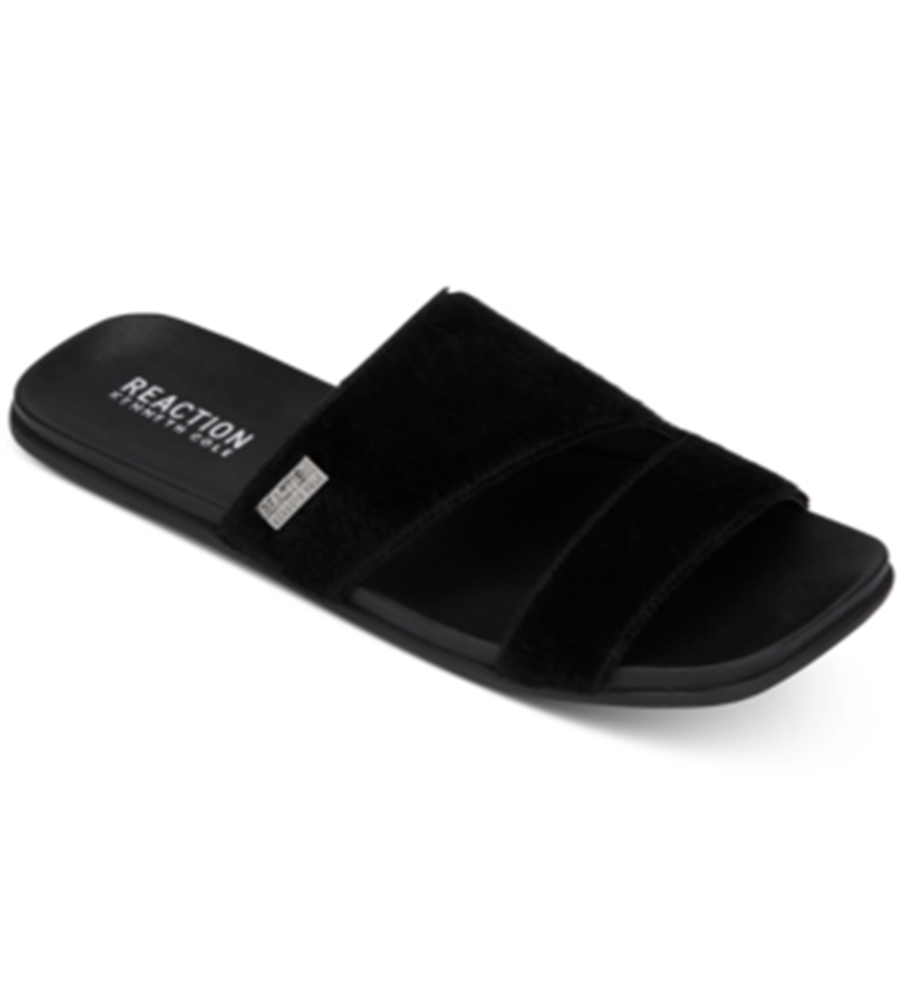 Kenneth Cole Reaction Women's Cutout Flat Sandals Shoes Black Size 8.5 M