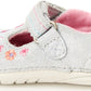 Stride Rite Girl's Mary Janes Floral Tonia T-Strap Shoe Silver Size 3 W