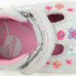 Stride Rite Girl's Mary Janes Floral Tonia T-Strap Shoe Silver Size 3 W