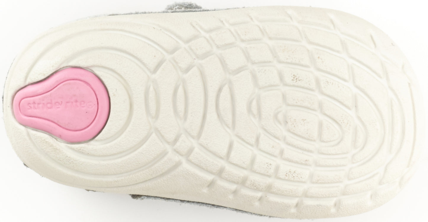 Stride Rite Girl's Mary Janes Floral Tonia T-Strap Shoe Silver Size 3 W