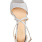 Jewel Badgley Mischka Women's Platform Crisscross Straps Padded Adjustable Ankle Strap Averie Round Toe Wedge Buckle Dress Sandals Silver Size 5.5 M