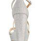 Jewel Badgley Mischka Women's Platform Crisscross Straps Padded Adjustable Ankle Strap Averie Round Toe Wedge Buckle Dress Sandals Silver Size 5.5 M
