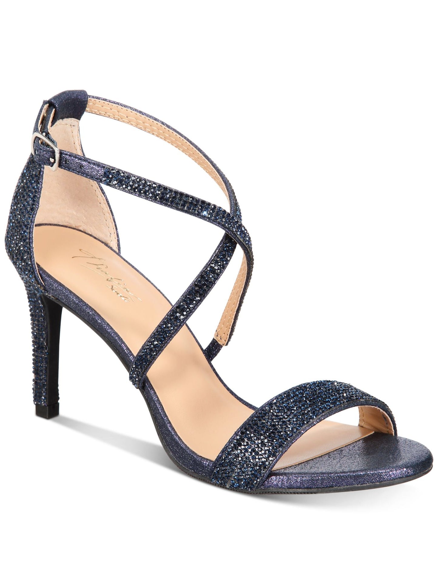 Thalia Sodi Women's Round Toe Stiletto Buckle Dress Sandals Blue 9 W