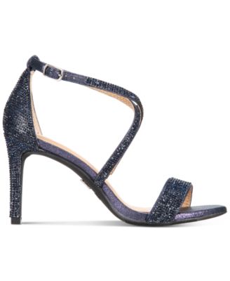 Thalia Sodi Women's Round Toe Stiletto Buckle Dress Sandals Blue 9 W