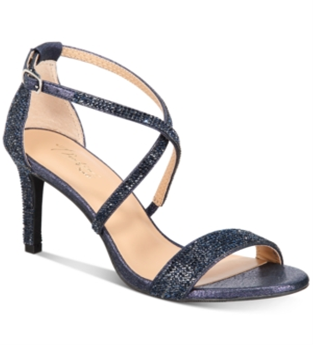 Thalia Sodi Women's Round Toe Stiletto Buckle Dress Sandals Blue 9 W