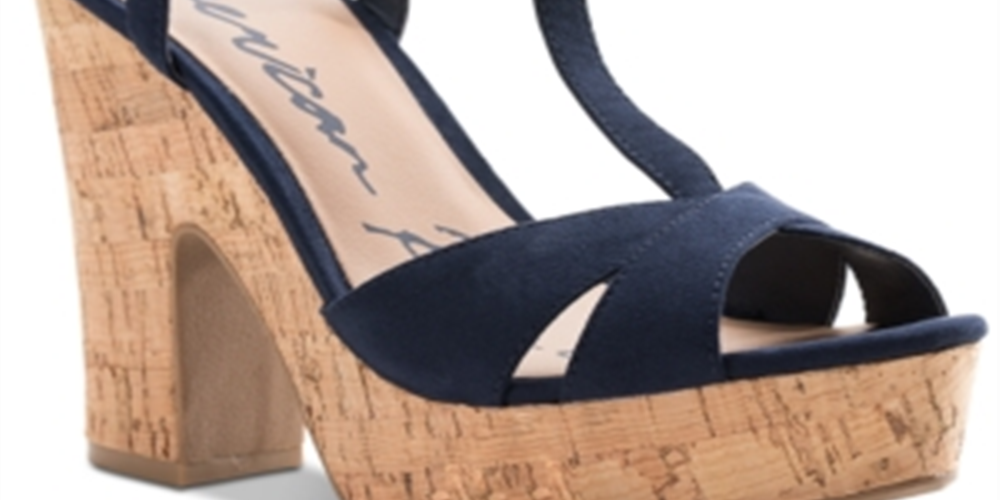 American Rag Women's Jamie T-Strap Platform Dress Sandals Blue Size 9.5M