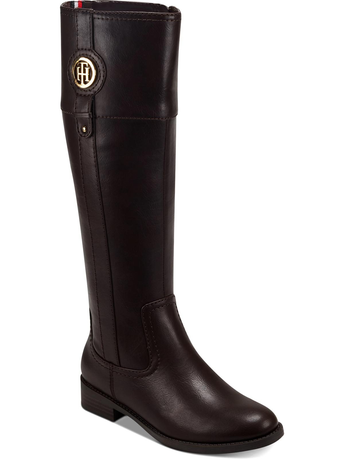 Tommy Hilfiger Women's Imina Faux Leather Knee High Riding Boots Dark Brown Size 5 M