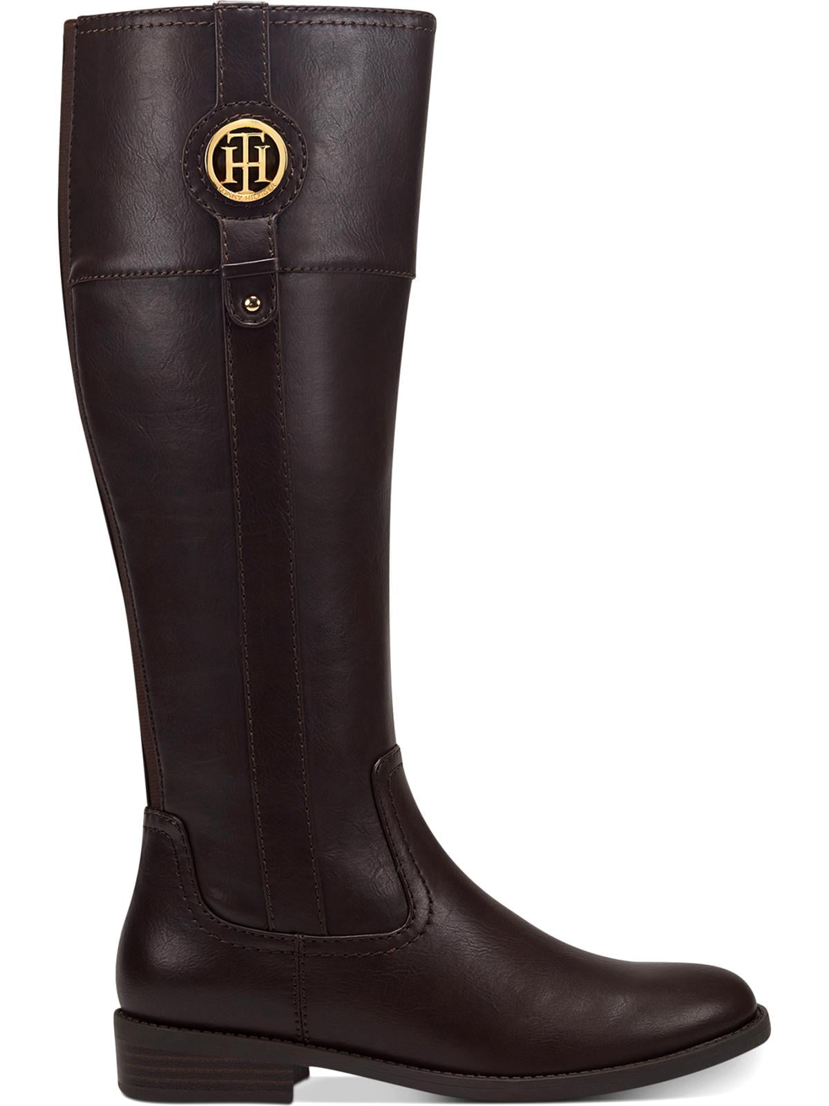 Tommy Hilfiger Women's Imina Faux Leather Knee High Riding Boots Dark Brown Size 5 M