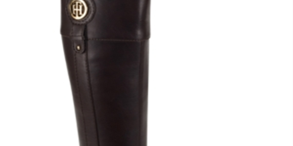 Tommy Hilfiger Women's Imina Faux Leather Knee High Riding Boots Dark Brown Size 5 M