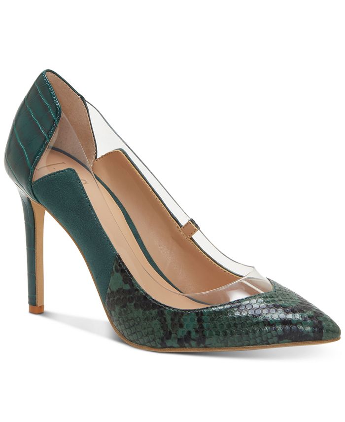 INC International Concepts Women's Khione Vinyl Pieced Multi Animal Pumps Green Size 8.5 M