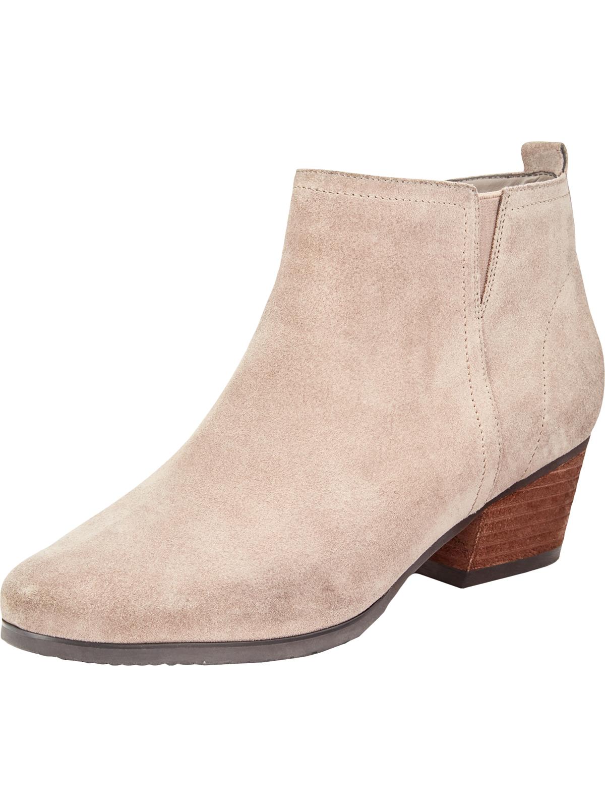 Aqua College Women's Flex Gore Comfort Waterproof Cushioned Isla Round Toe Block Heel Zip up Leather Booties Silver Size 9 M