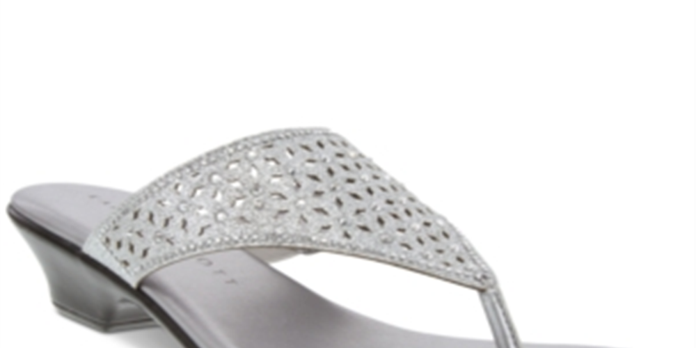 Karen Scott Women's Fabric Open Toe Casual Slide Sandals Silver Size 6M