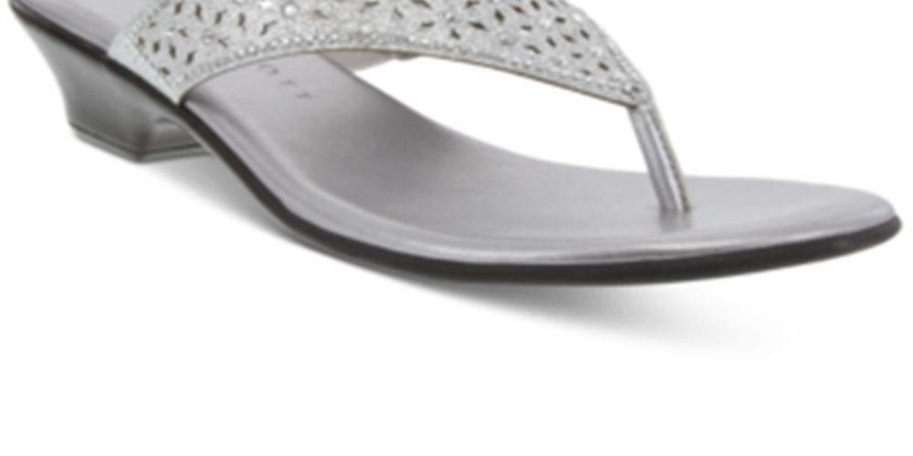 Karen Scott Women's Fabric Open Toe Casual Slide Sandals Silver Size 6M