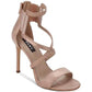 DKNY Women's Lil Multi Leather Open Toe Special Occasion Strappy Sandals Rose Gold Size 9