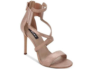 DKNY Women's Lil Multi Leather Open Toe Special Occasion Strappy Sandals Rose Gold Size 9