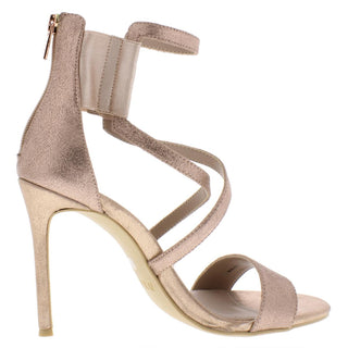 DKNY Women's Lil Multi Leather Open Toe Special Occasion Strappy Sandals Rose Gold Size 9