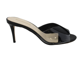 Enzo Angiolini Women's Adelia Leather Peep Toe Special Occasion Slide Sandals Black Size 8.5 M