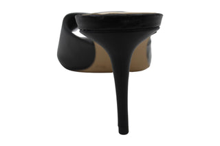 Enzo Angiolini Women's Adelia Leather Peep Toe Special Occasion Slide Sandals Black Size 8.5 M