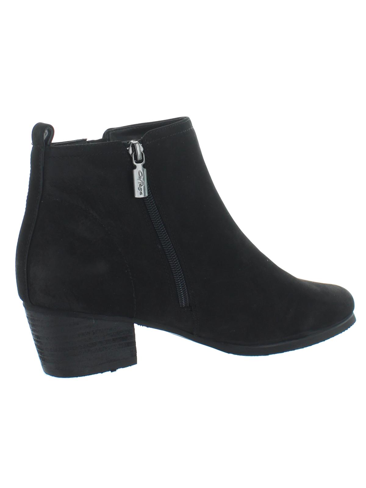 Aqua College Women's Round Toe Block Heel Zip up Leather Booties Black Size 5.5 M
