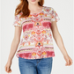 Style & Co Women's Printed Scoop-Neck Top  Bloom Rituals Pink Size Medium