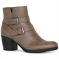 Style & Co Women's Buckle Accent Padded Fortunata Round Toe Block Heel Zip-up Bootie Brown Size 10 M