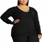 Lauren Ralph Lauren Women's Plus Buttoned-Cuff Long-Sleeve Sweater  Black Size 2X