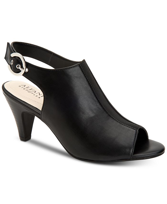 Alfani Women's Jalenne Peep Toe Sling Back Sandals Leather Black Size 10 M