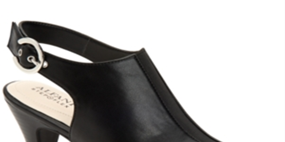 Alfani Women's Jalenne Peep Toe Sling Back Sandals Leather Black Size 10 M