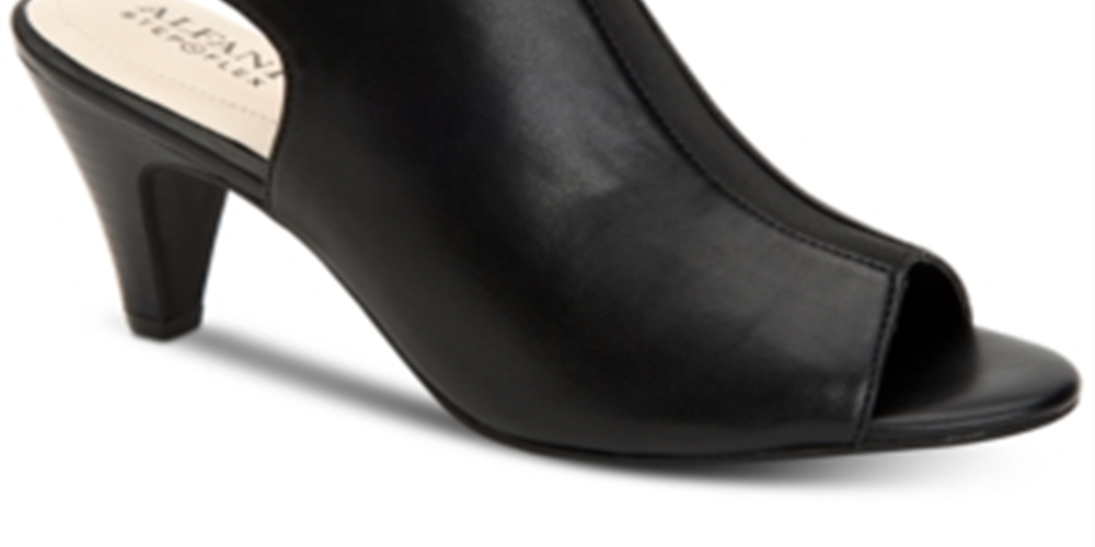 Alfani Women's Jalenne Peep Toe Sling Back Sandals Leather Black Size 10 M