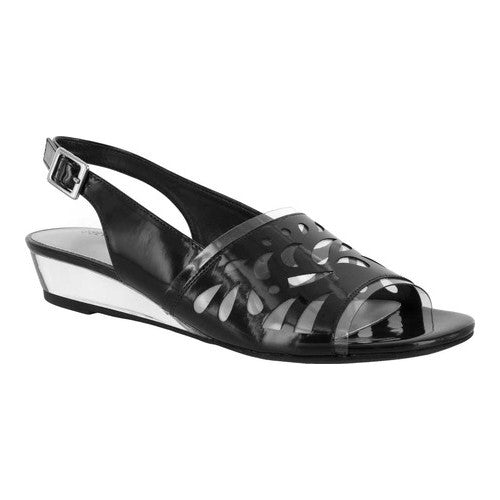 Easy Street Women's Clear Celebrate Slingback Sandal Black Size 10 M