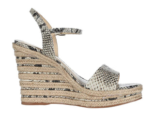 Vince Camuto Women's Marybell Leather Ankle Strap Wedge Sandals Black- White Size 10