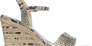 Vince Camuto Women's Marybell Leather Ankle Strap Wedge Sandals Black- White Size 10