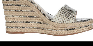 Vince Camuto Women's Marybell Leather Ankle Strap Wedge Sandals Black- White Size 10