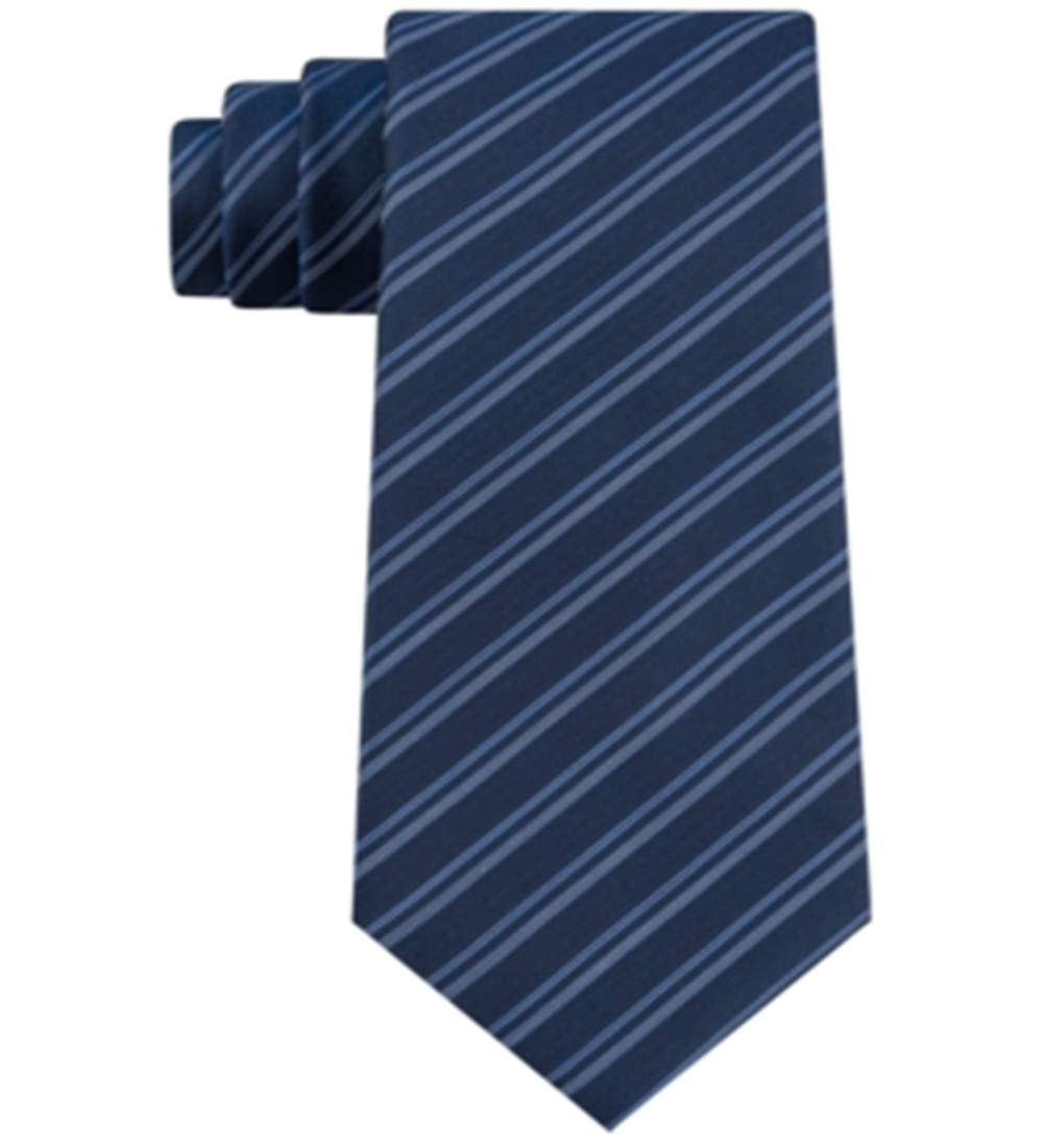Kenneth Cole Men's Double Stripe Slim Neck Tie Blue One Size