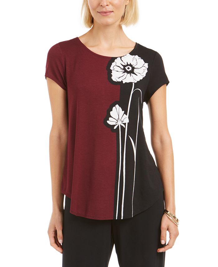 Alfani Women's Printed Top Purple Size M