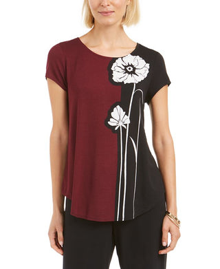 Alfani Women's Printed Top Purple Size M