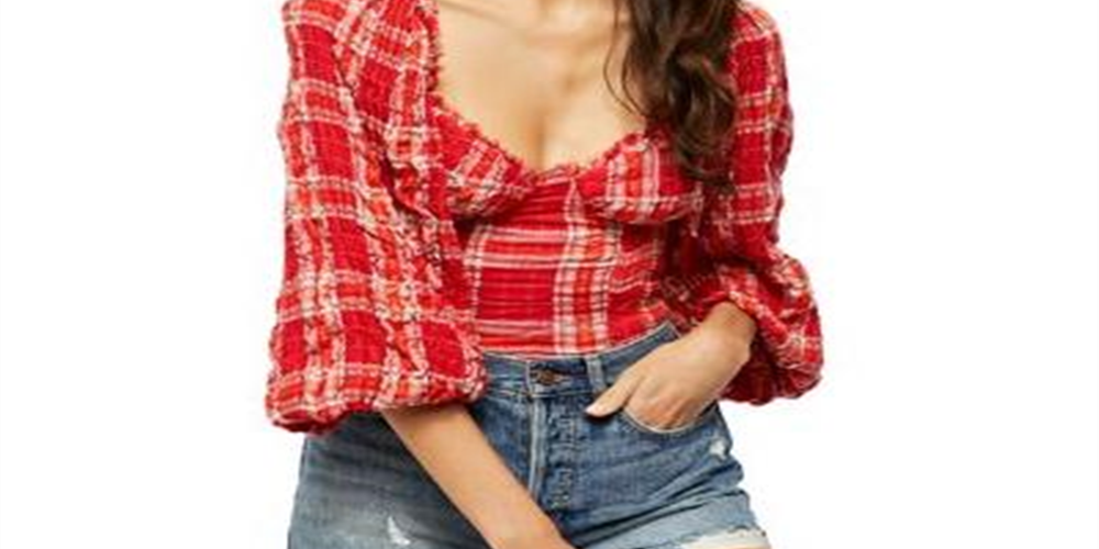 LNA Women's Robyn V Neck T-Shirt Red Size Medium