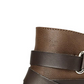 Material Girl Women's Strappy Cushioned Buckle Accent Melany Round Toe Block Heel Zip up Booties Brown Size 6.5 M