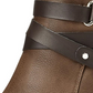 Material Girl Women's Strappy Cushioned Buckle Accent Melany Round Toe Block Heel Zip up Booties Brown Size 6.5 M